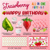 All-in-One 357 Pc Strawberry Party Decorations (Serves 24) Strawberry Party Supplies with Plates, Cups, Napkins, Tablecloth, Balloons, Cake and Cupcake Topper and More Shortcake Birthday Decorations