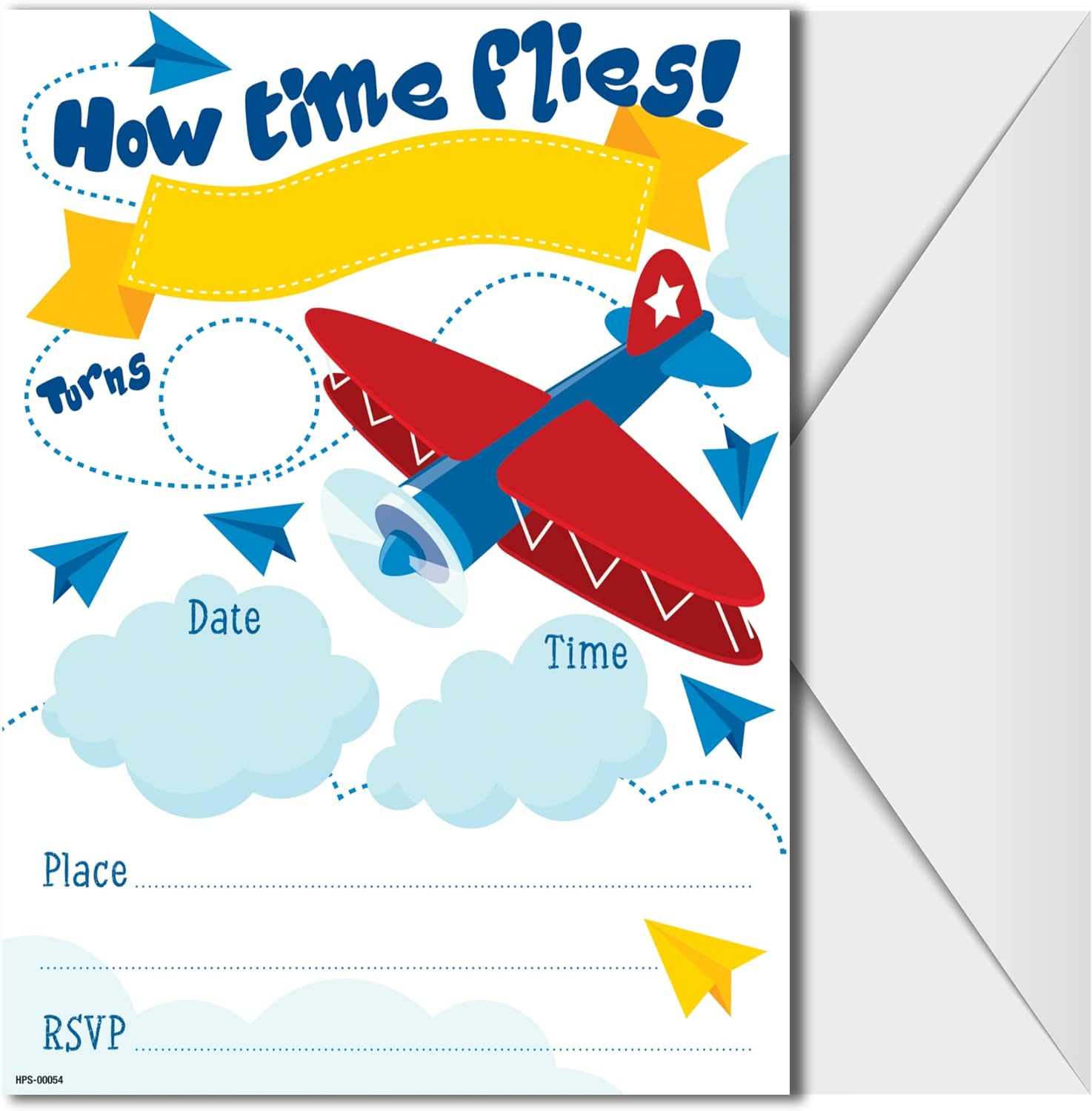 Airplane Birthday Party Invitations with Envelopes - (Pack of 20)