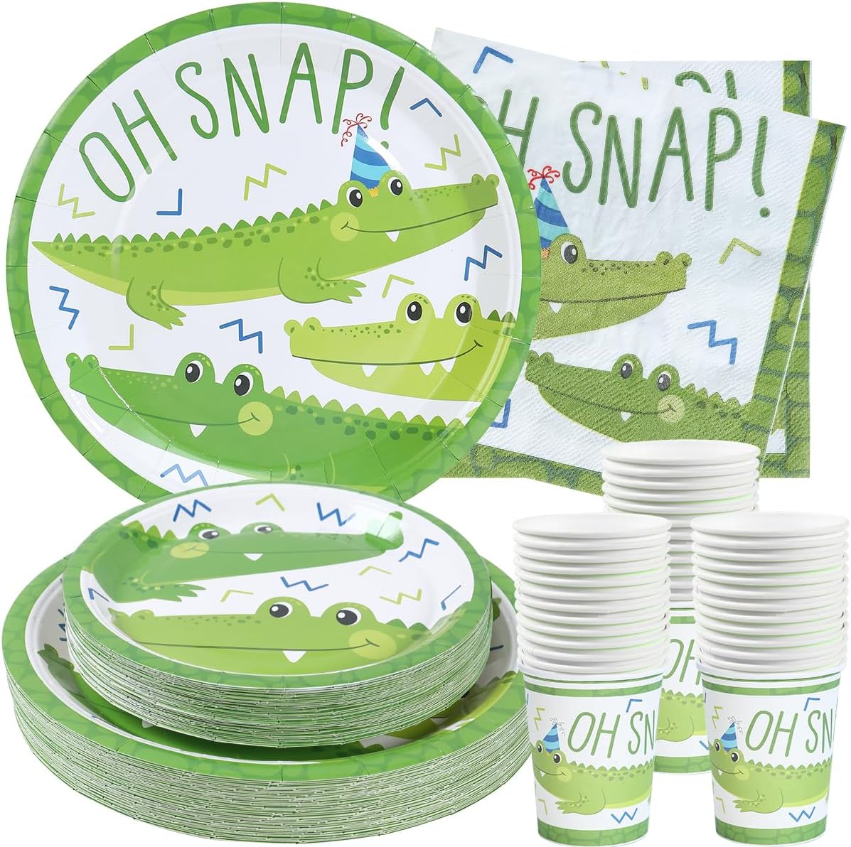 Alligator Party Plates, Cups and Napkins (Serves 24)
