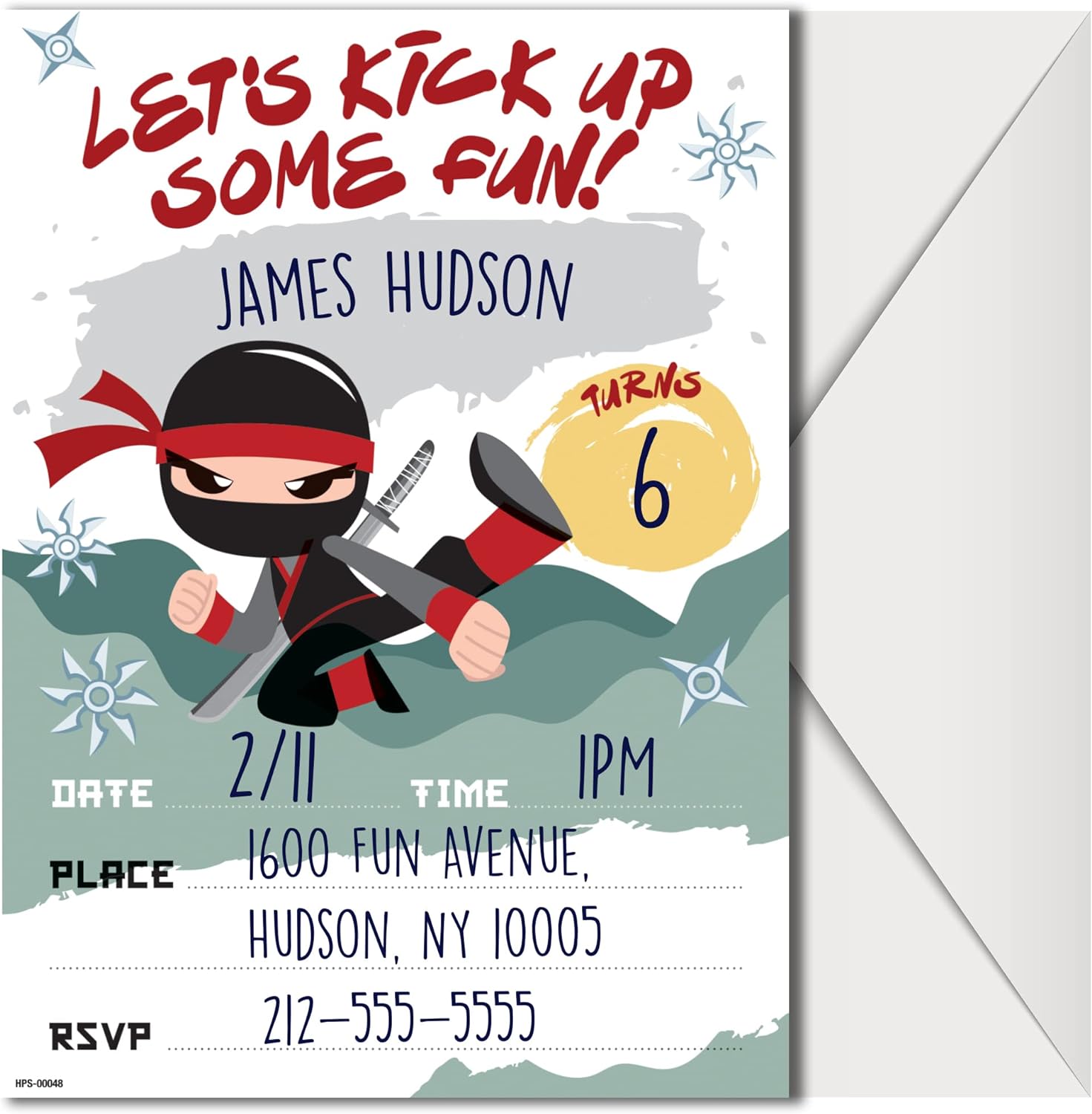 Ninja Party Invitations with Envelopes - (Pack of 20)