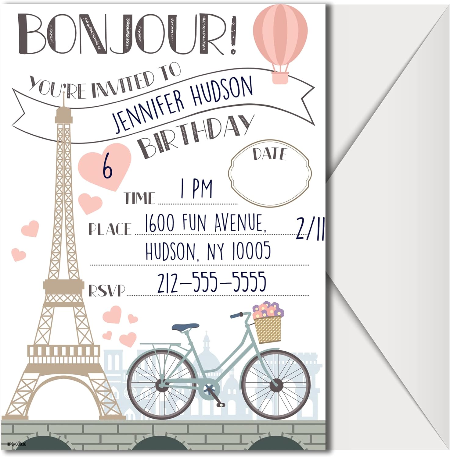 Paris Party Invitations with Envelopes - (Pack of 20)