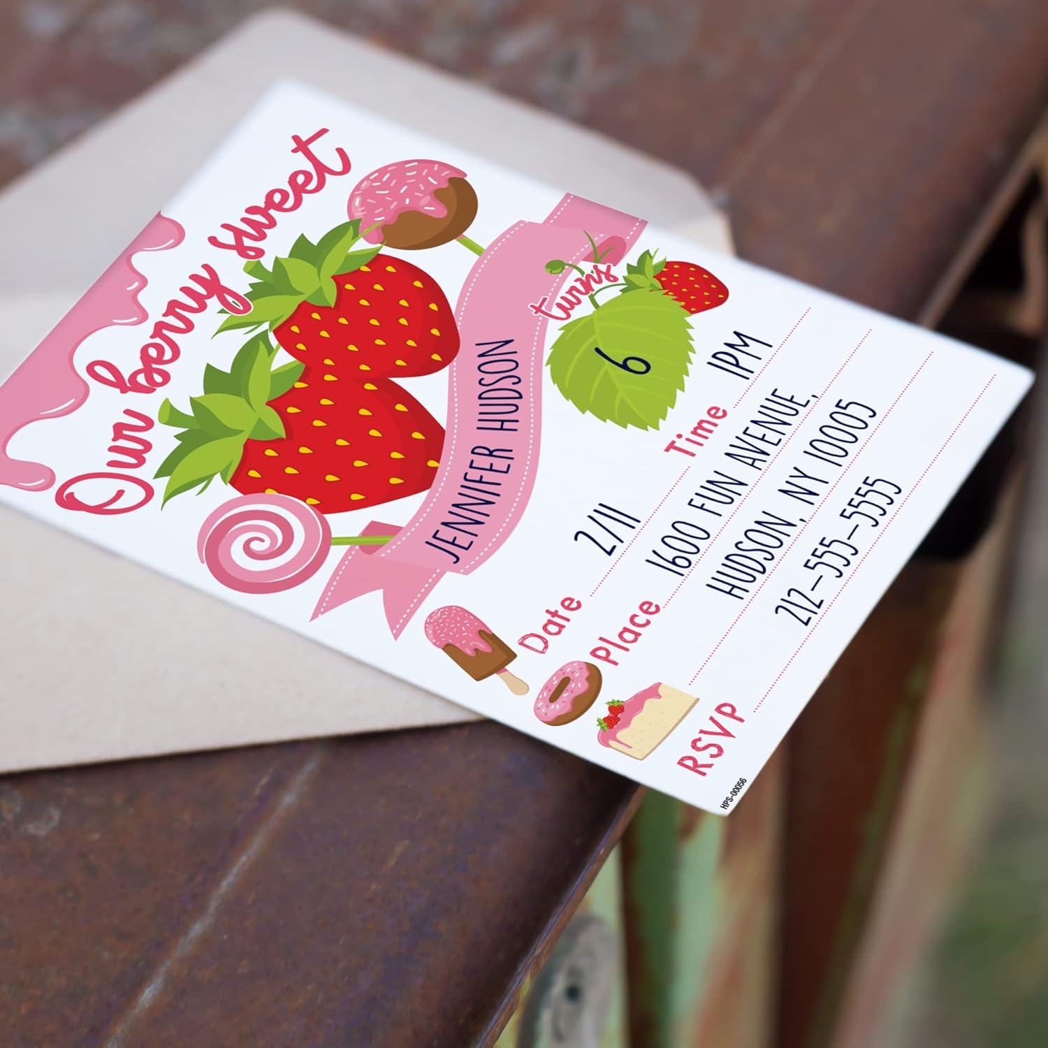 Strawberry Party Invitations with Envelopes - (Pack of 20)