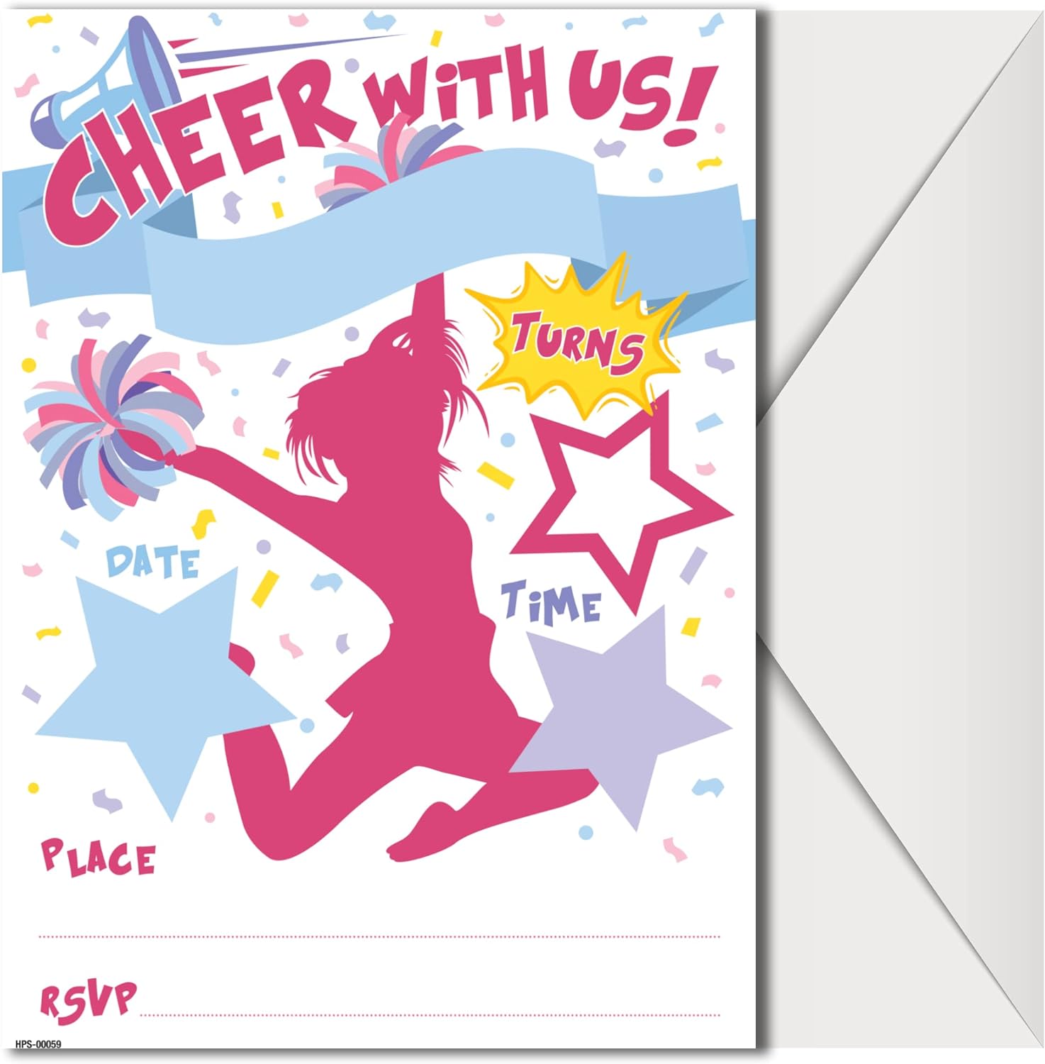 Cheerleading Party Invitations with Envelopes - (Pack of 20)