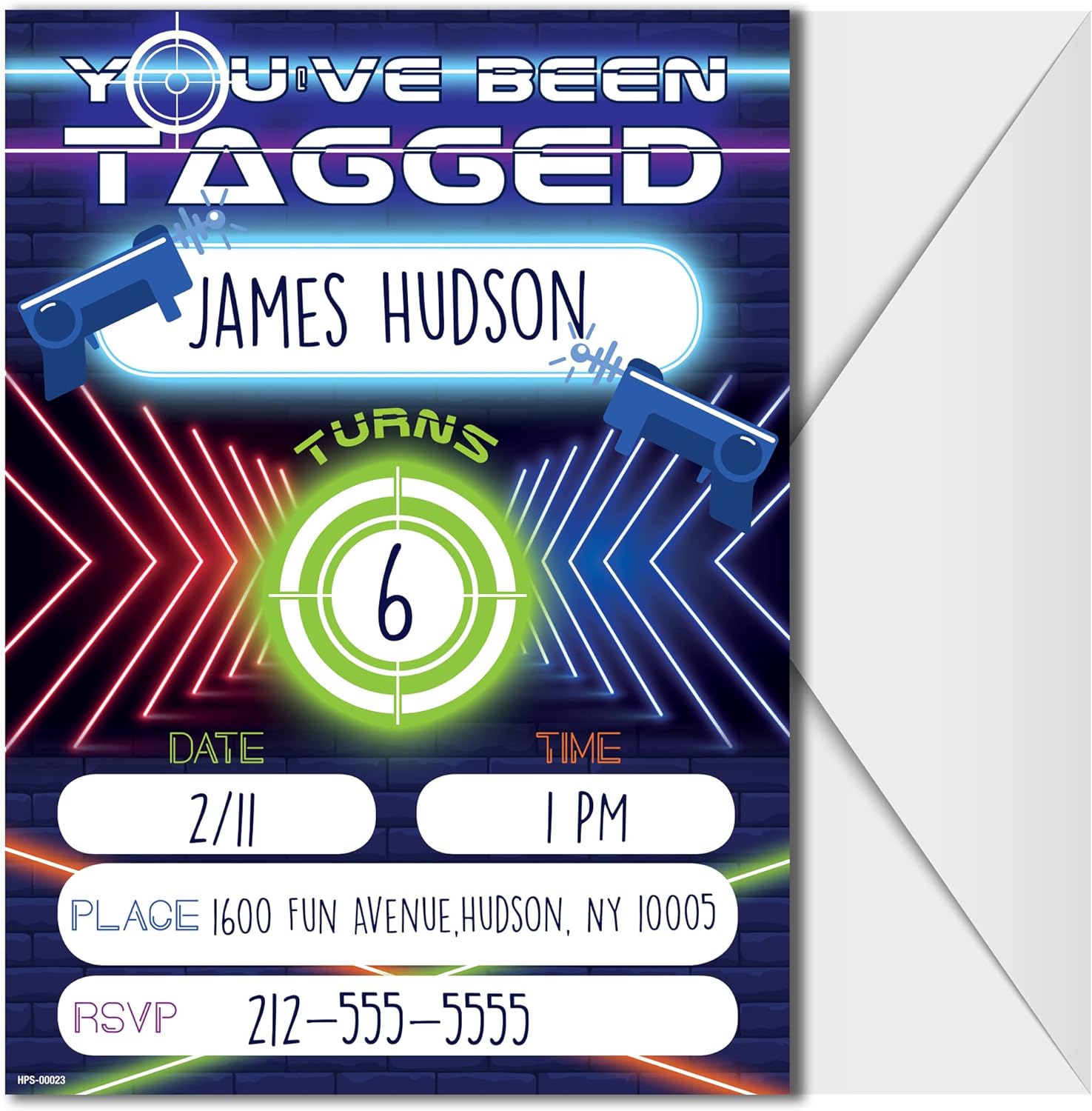 Laser Tag Party Invitations with Envelopes - (Pack of 20)