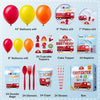 All-In-One 357 Pc Fire Truck Birthday Party Supplies (Serves 24) Firetruck Birthday Decorations with Plates, Cups, Napkins, Tablecloth, Balloons, Cake Topper and More Firefighter Decorations