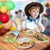 All-in-One 357 Pc Western Party Decorations (Serves 24) Rodeo Party Supplies with Plates, Cups, Napkins, Tablecloth, Balloons, Cake and Cupcake Topper and More Cowboy Birthday Decorations