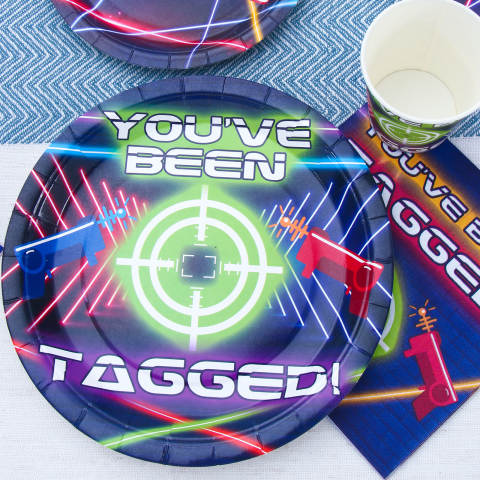 Laser Tag Birthday Plates, Cups and Napkins (Serves 24)