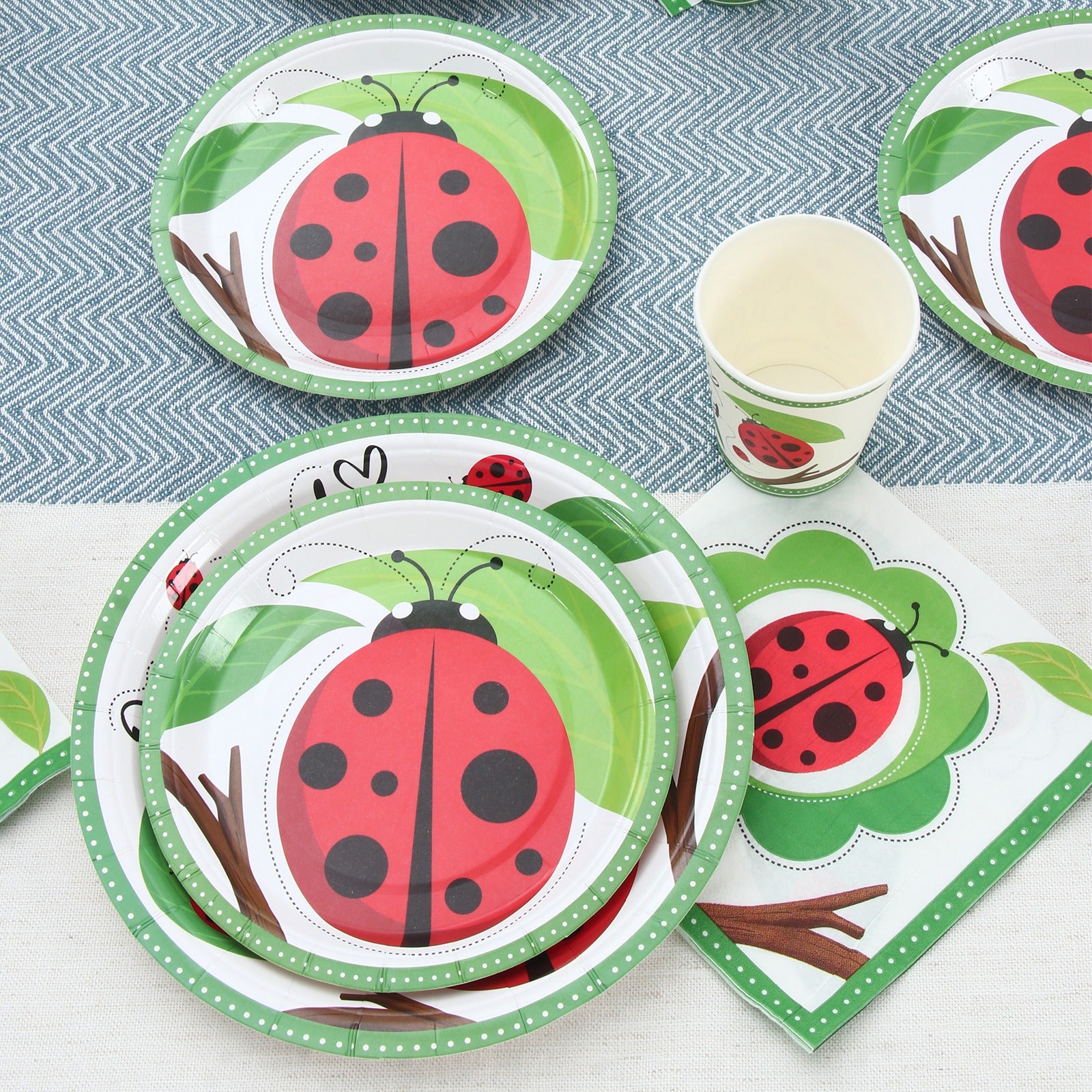 Ladybug Party Plates, Cups and Napkins (Serves 24)