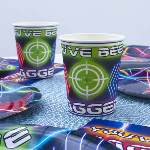 Laser Tag Birthday Plates, Cups and Napkins (Serves 24)