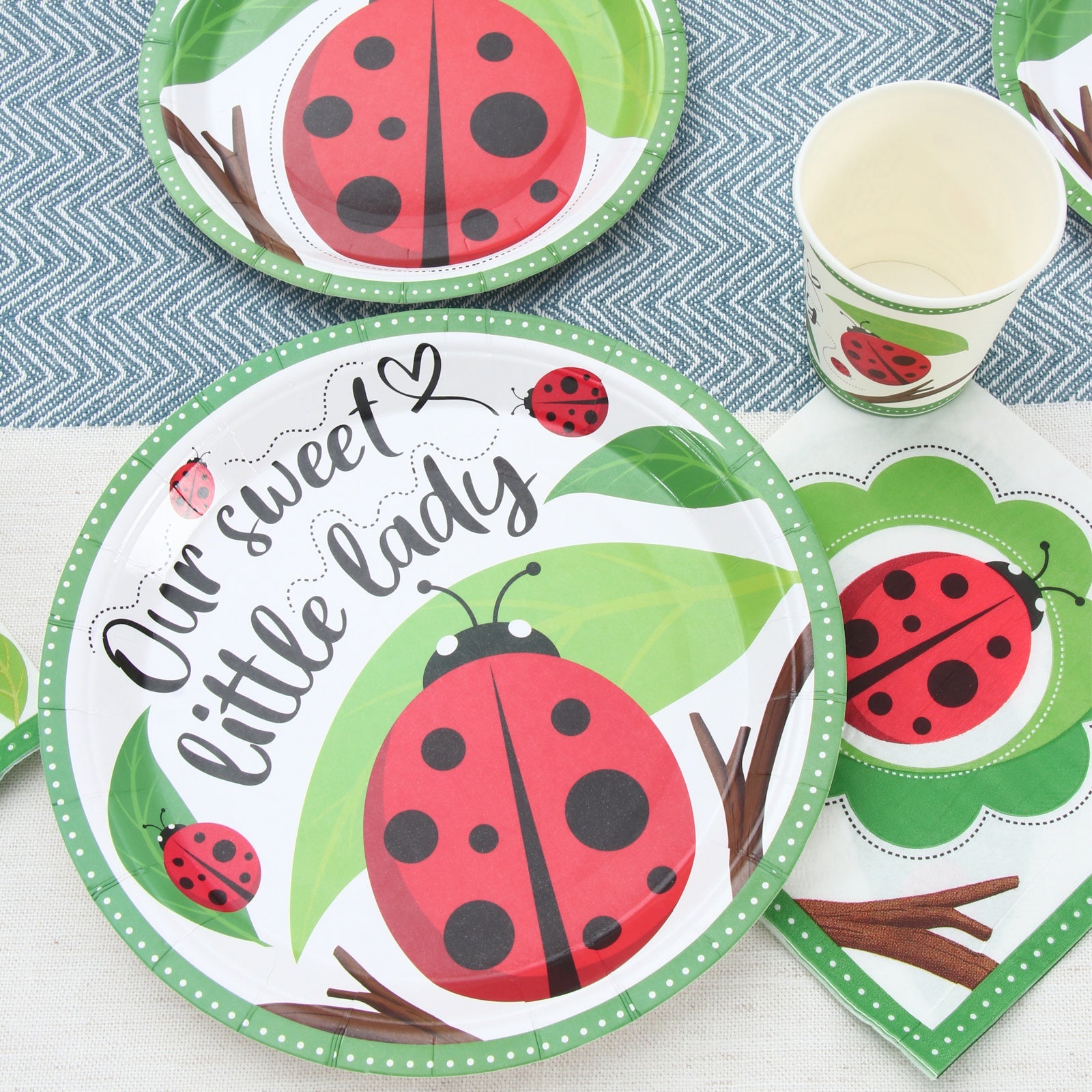 Ladybug Party Plates, Cups and Napkins (Serves 24)