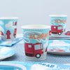 Firetruck Birthday Plates, Cups and Napkins (Serves 24)