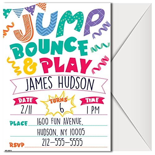 Bounce Party Invitations with Envelopes - (Pack of 20)