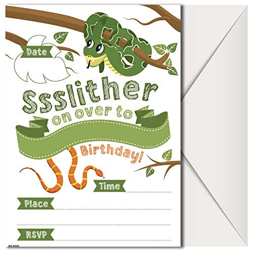 Snake Birthday Party Invitations with Envelopes - (Pack of 20)