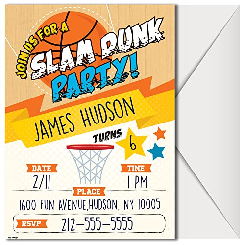Basketball Birthday Invitations with Envelopes - (Pack of 20)