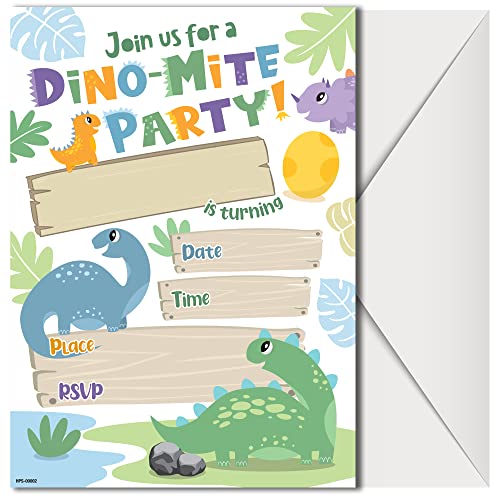 Dinosaur Birthday Party Invitations with Envelopes - (Pack of 20)