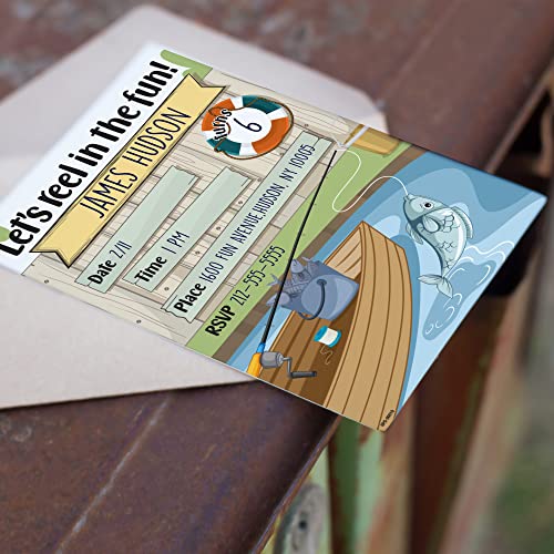 Fishing Birthday Invites with Envelopes - (Pack of 20)