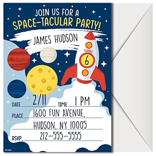 Space Birthday Invitations with Envelopes - (Pack of 20)