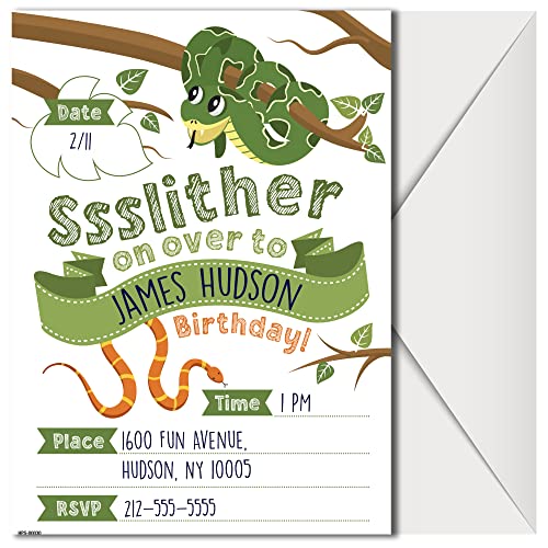 Snake Birthday Party Invitations with Envelopes - (Pack of 20)