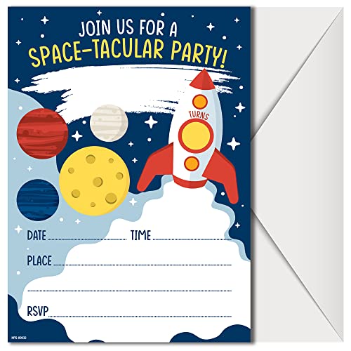 Space Birthday Invitations with Envelopes - (Pack of 20)