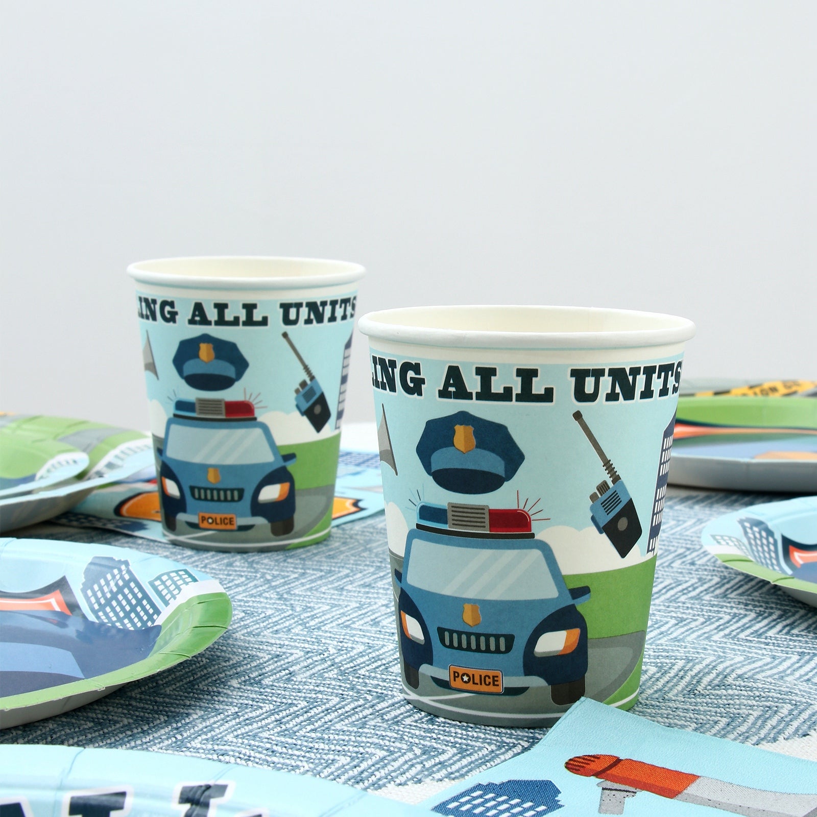 Police Birthday Plates, Cups and Napkins (Serves 24)