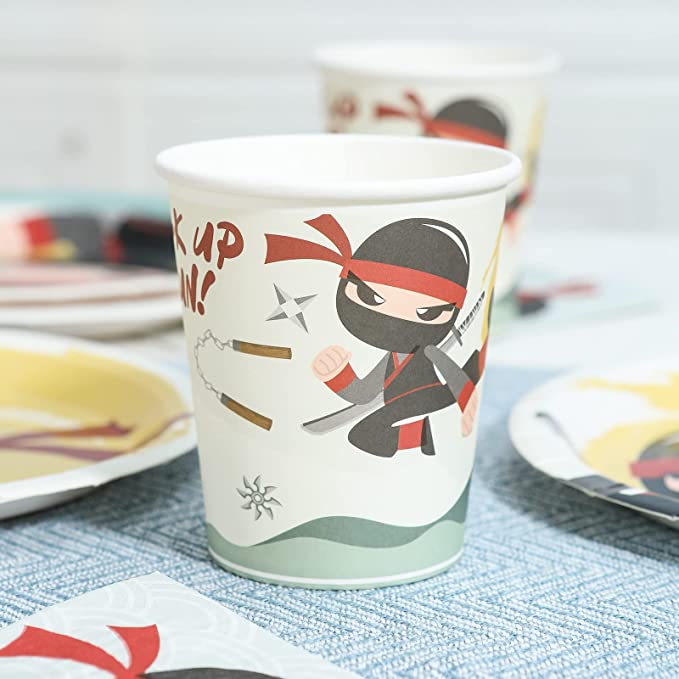 Ninja Birthday Plates, Cups and Napkins (Serves 24)