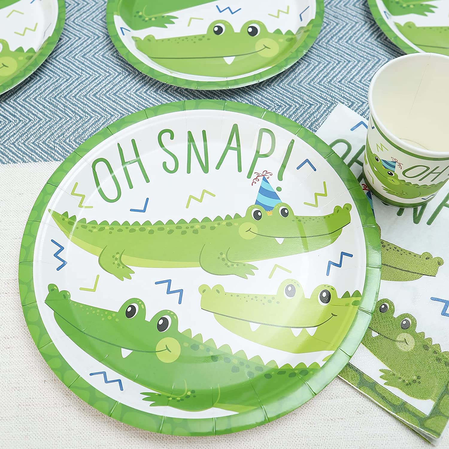 Alligator Party Plates, Cups and Napkins (Serves 24)