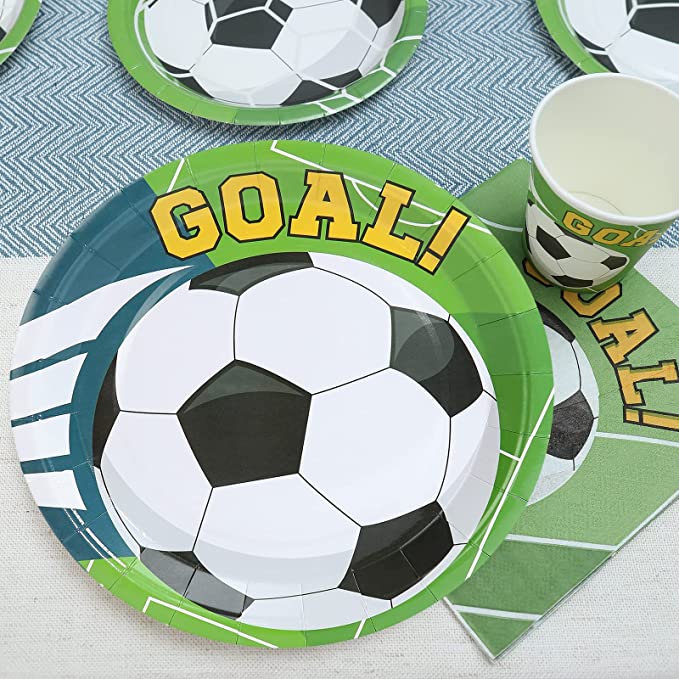 Soccer Birthday Plates, Cups and Napkins (Serves 24)