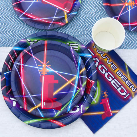 Laser Tag Birthday Plates, Cups and Napkins (Serves 24)